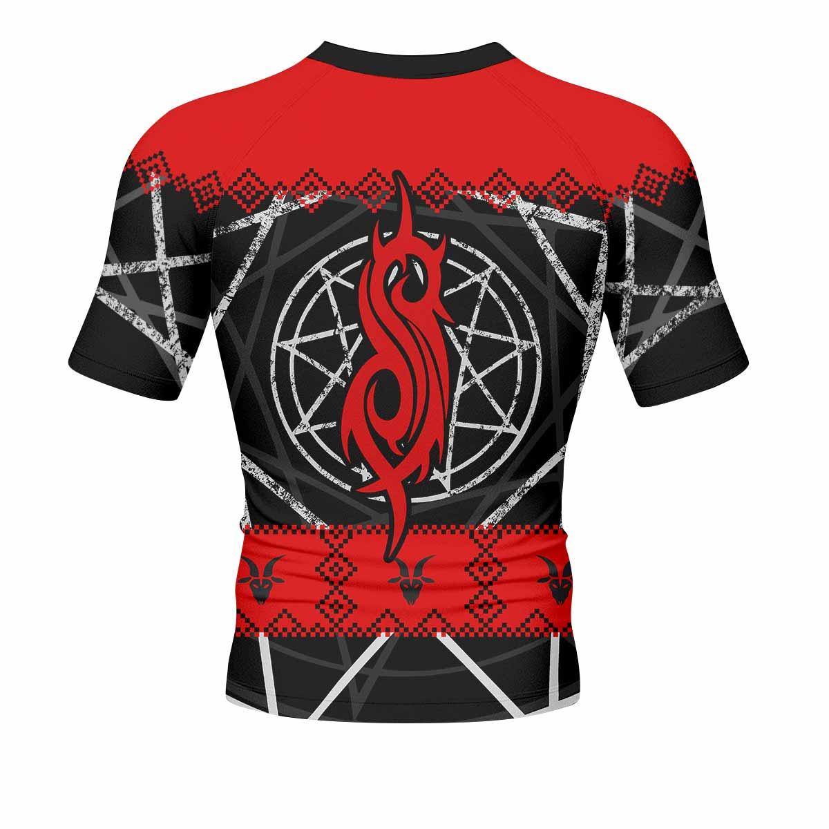 Baphomet Slipknot Men's Rash Guard Short Sleeve - back view mockup