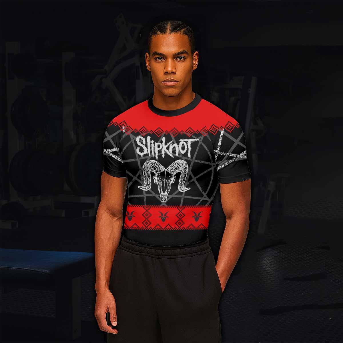 Baphomet Slipknot Men's Rash Guard Short Sleeve - lifestyle view