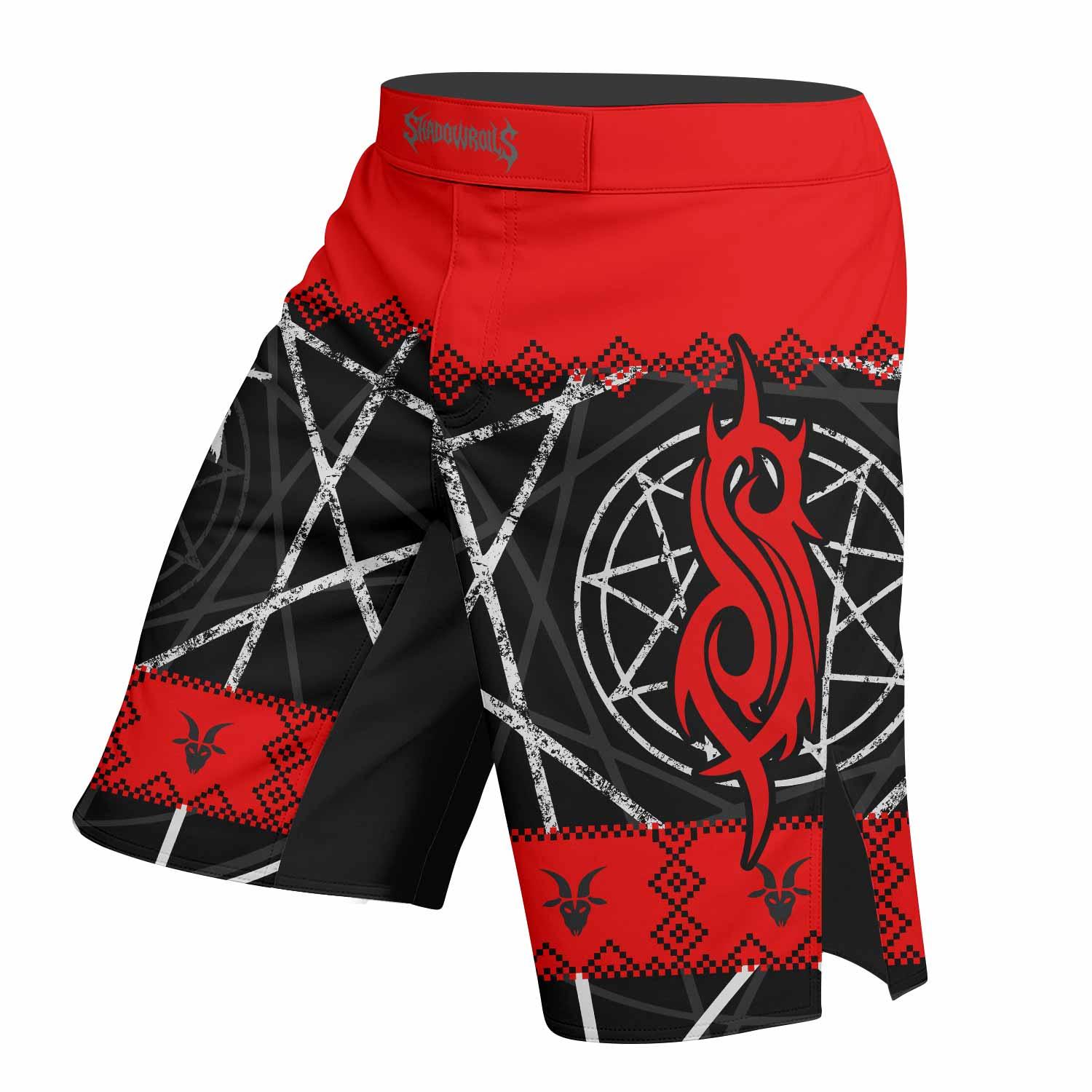 Baphomet Slipknot Fight Shorts - left side mockup