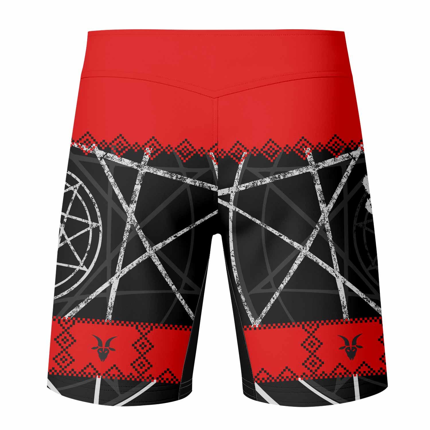 Baphomet Slipknot Fight Shorts - back view mockup