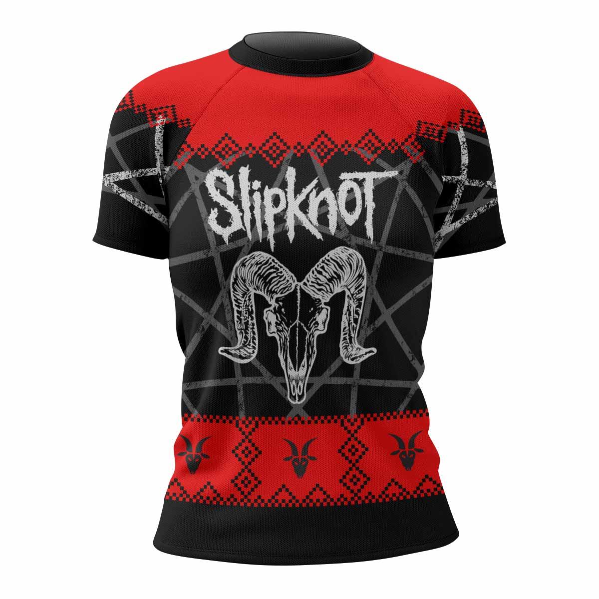 Baphomet Slipknot Women's Rash Guard Short Sleeve - front view mockup