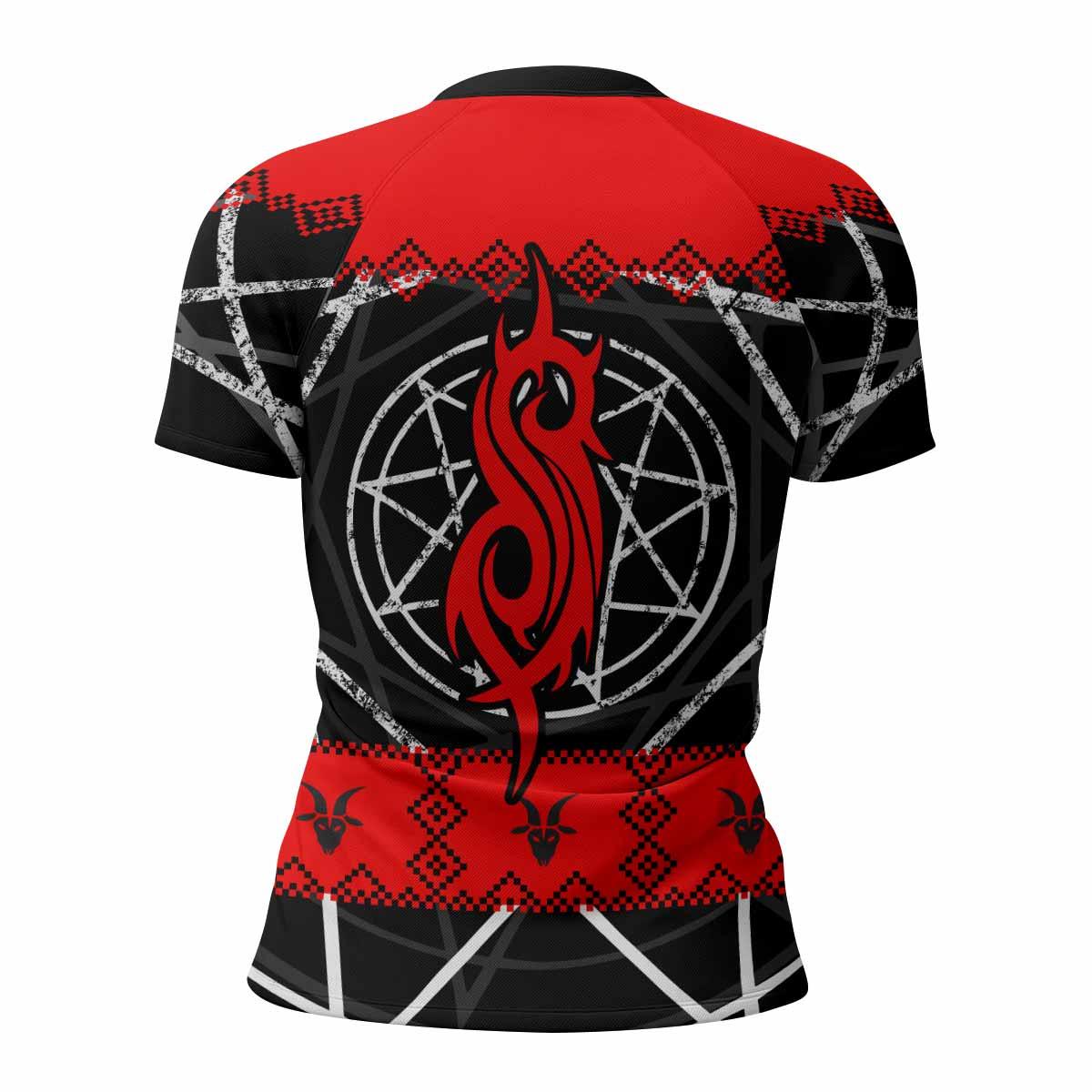 Baphomet Slipknot Women's Rash Guard Short Sleeve - back view mockup