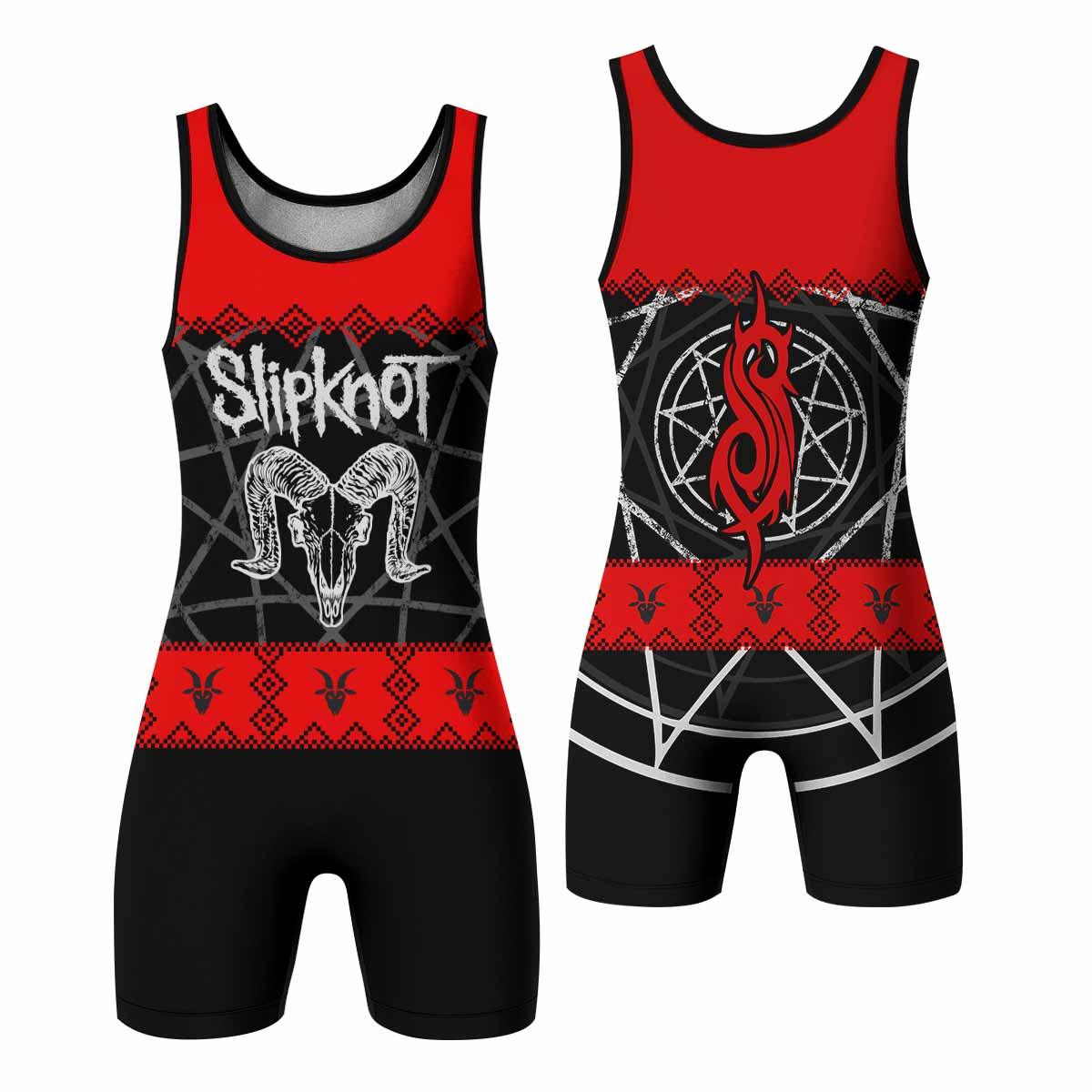 Baphomet Slipknot Wrestling Singlet - front and back view