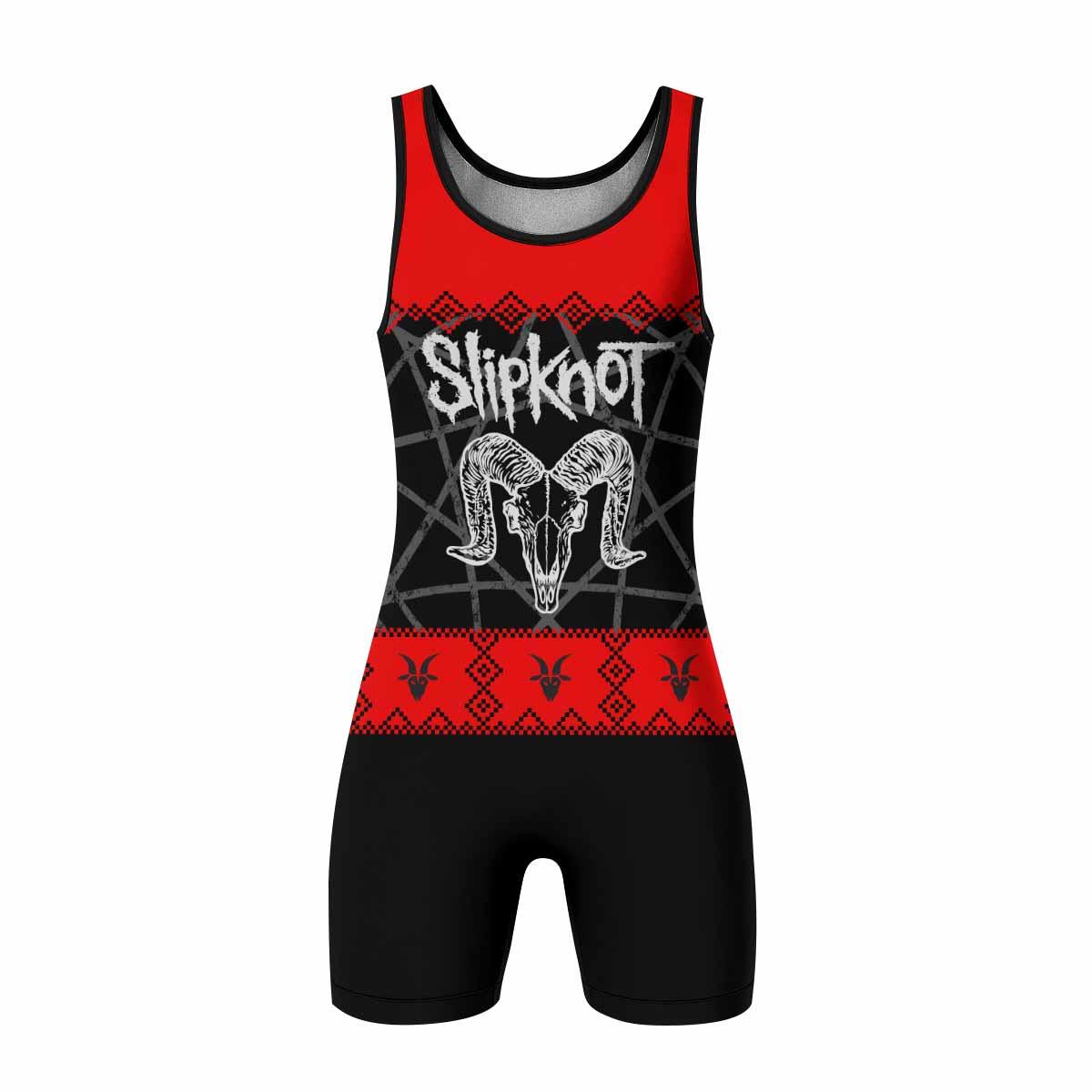 Baphomet Slipknot Wrestling Singlet - front view mockup