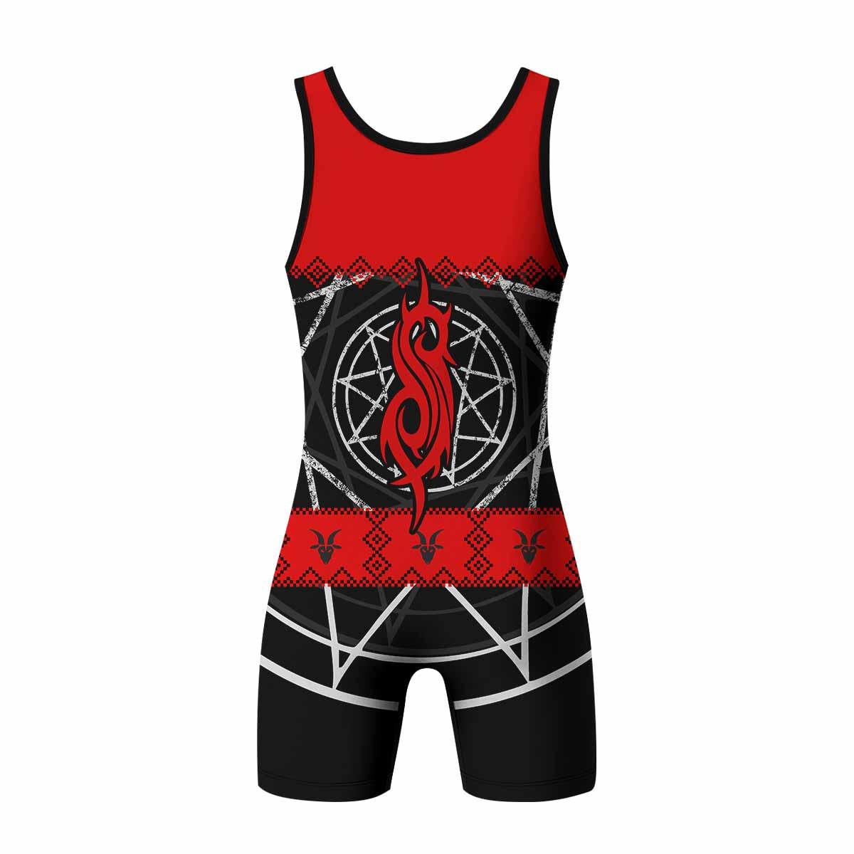 Baphomet Slipknot Wrestling Singlet - back view mockup