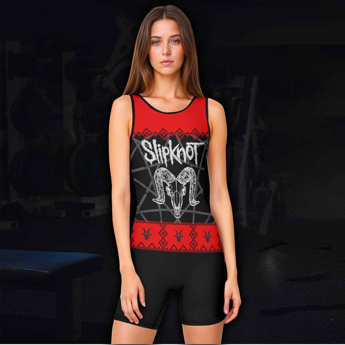 Baphomet Slipknot Wrestling Singlet - women's lifestyle view