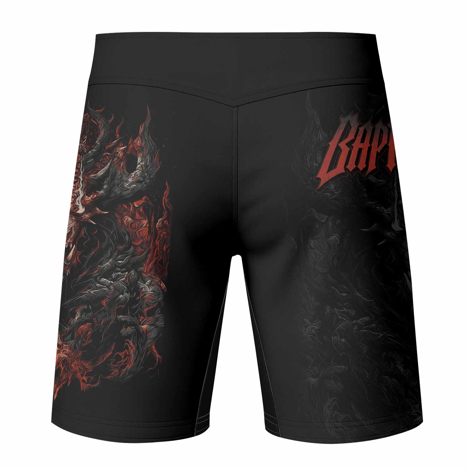 Baphomet's Wrath Fight Shorts - back view mockup