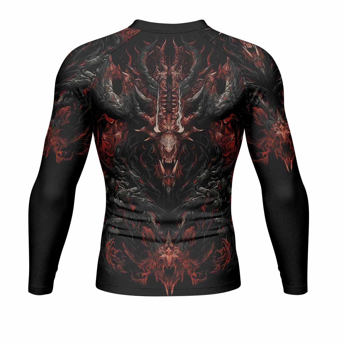 Baphomet's Wrath Men's Rash Guard Long Sleeve - back view mockup 