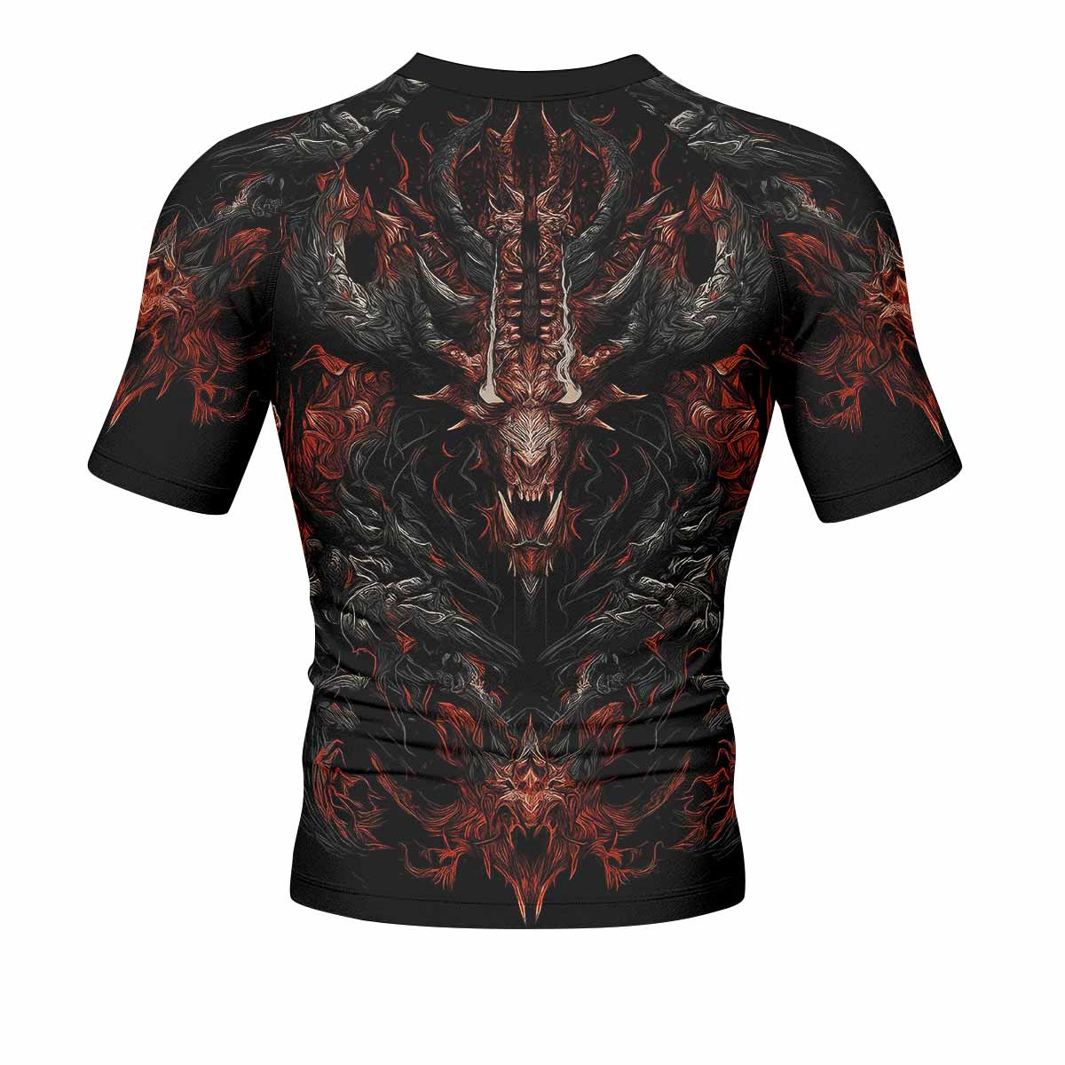 Baphomet's Wrath Men's Rash Guard Short Sleeve - back view mockup 