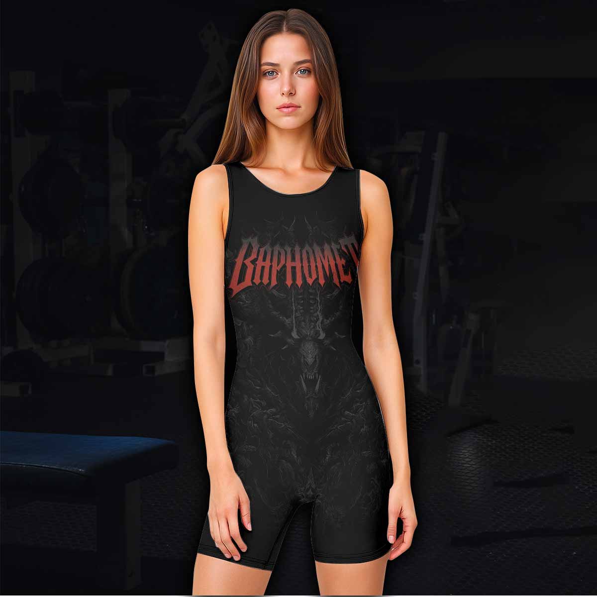 Baphomet's Wrath Wrestling Singlet - women's lifestyle view
