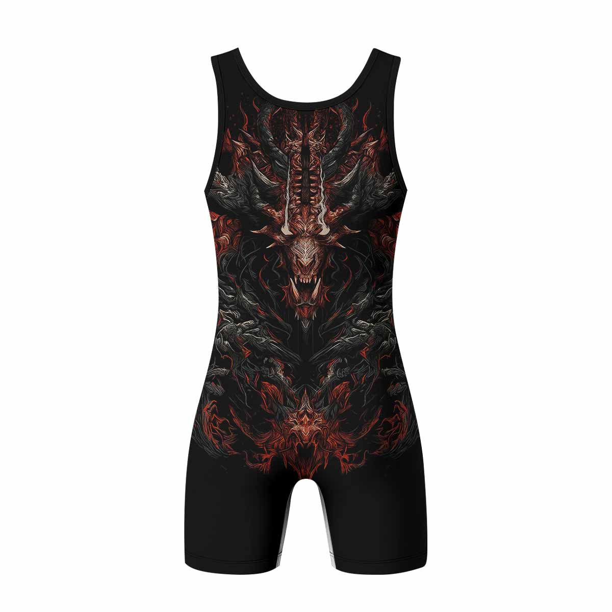 Baphomet's Wrath Wrestling Singlet - back view mockup 