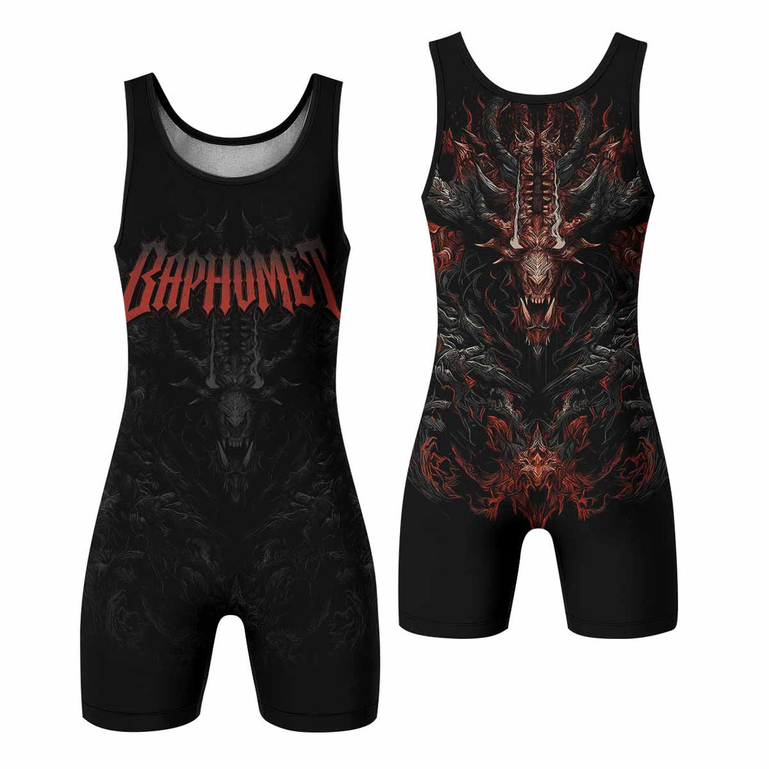 Baphomet's Wrath Wrestling Singlet - front and back view