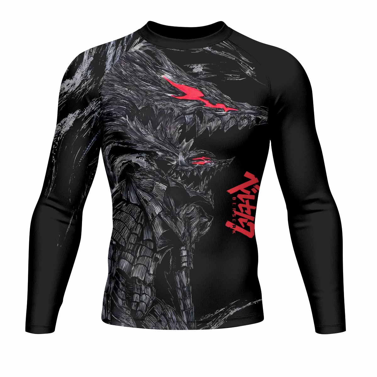 Beast of Darkness Men's Rash Guard Long Sleeve - front view mockup 