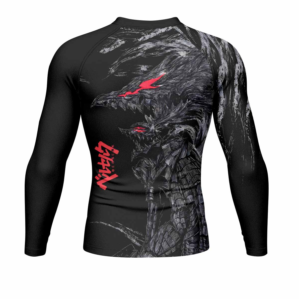 Beast of Darkness Men's Rash Guard Long Sleeve - back view mockup 