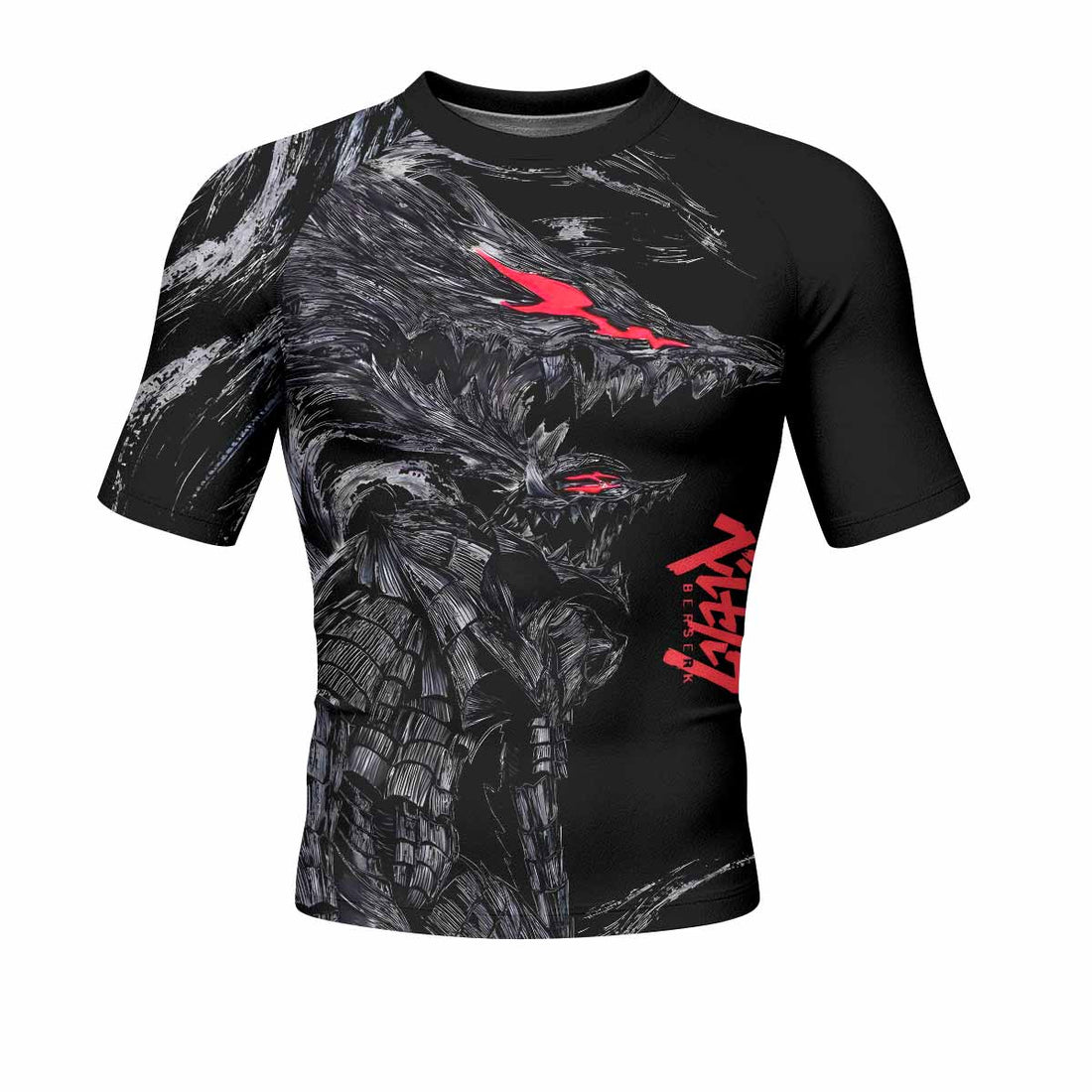 Beast of Darkness Men's Rash Guard Short Sleeve - front and back view