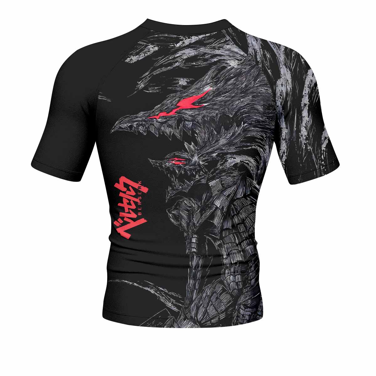 Beast of Darkness Men's Rash Guard Short Sleeve - back view mockup 