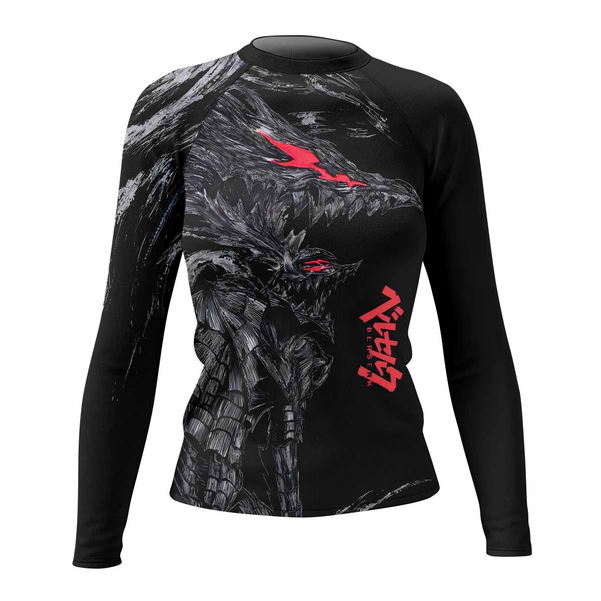 Beast of Darkness Women's Rash Guard Long Sleeve - front view mockup 