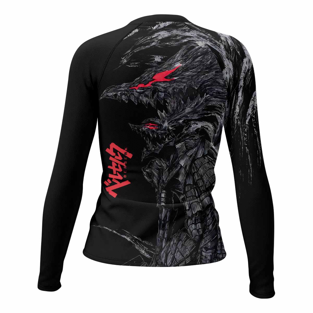Beast of Darkness Women's Rash Guard Long Sleeve - back view mockup 