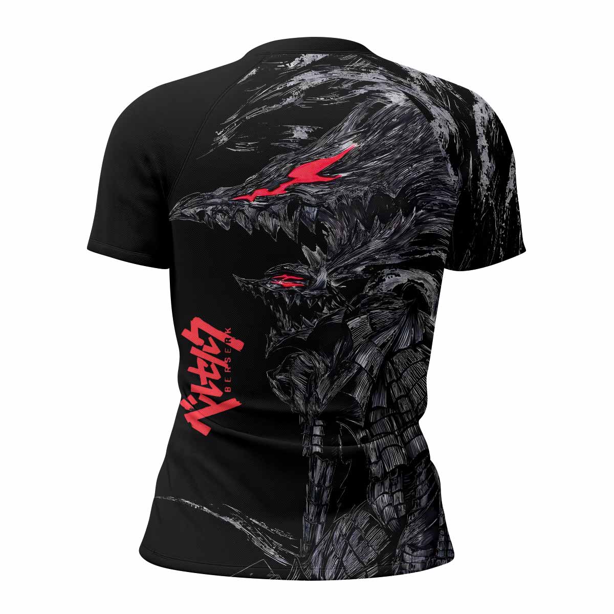 Beast of Darkness Women's Rash Guard Short Sleeve - back view mockup 