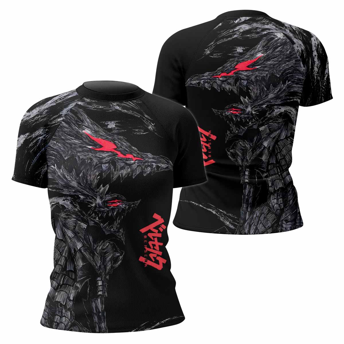 Beast of Darkness Women's Rash Guard Short Sleeve - front and back view