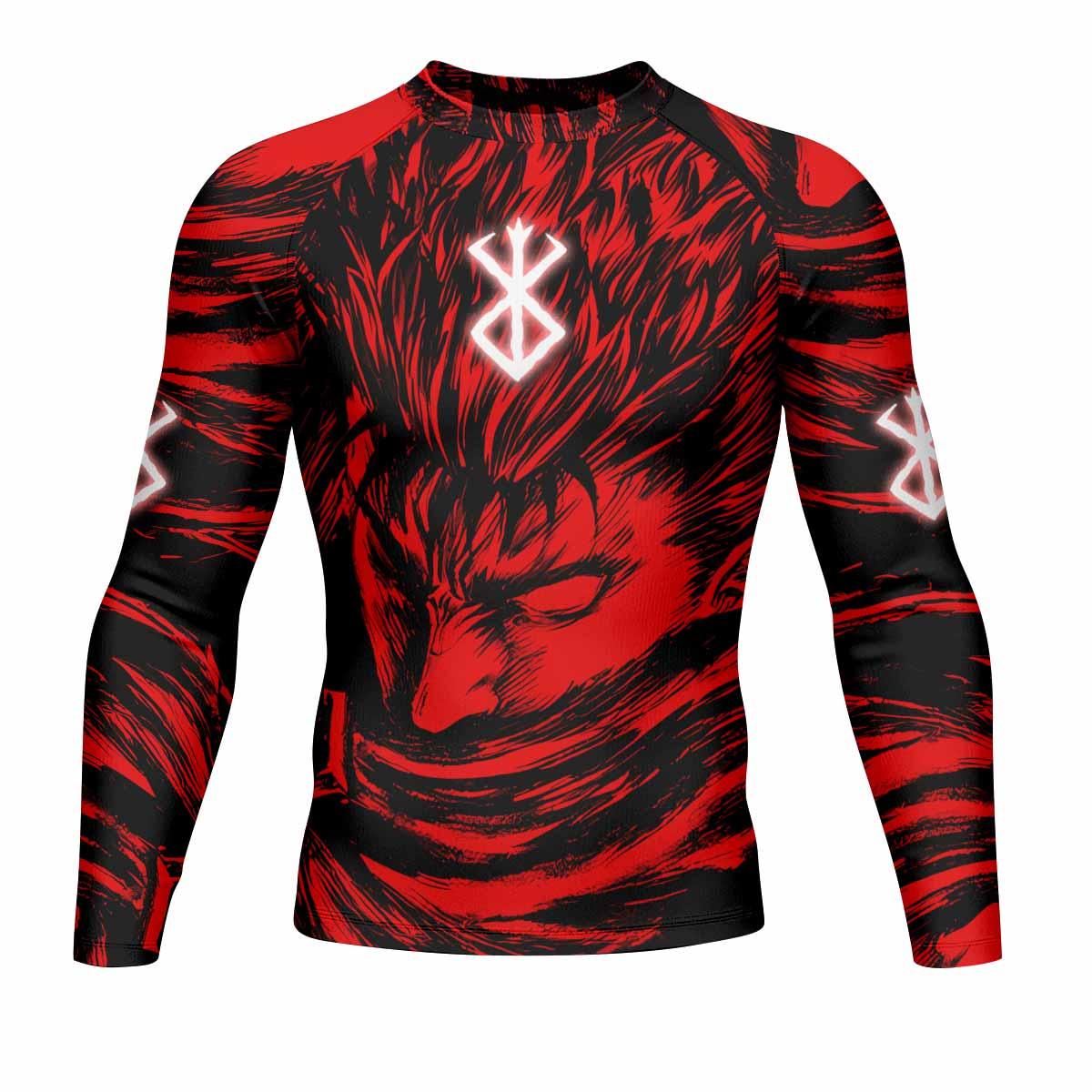 Berserk Guts Men's Rash Guard Long Sleeve - front view mockup