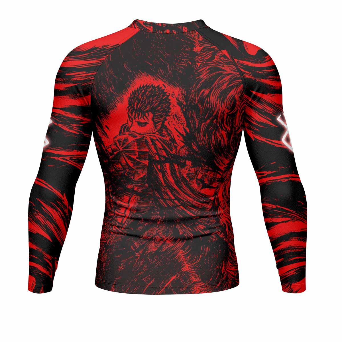 Berserk Guts Men's Rash Guard Long Sleeve - back view mockup