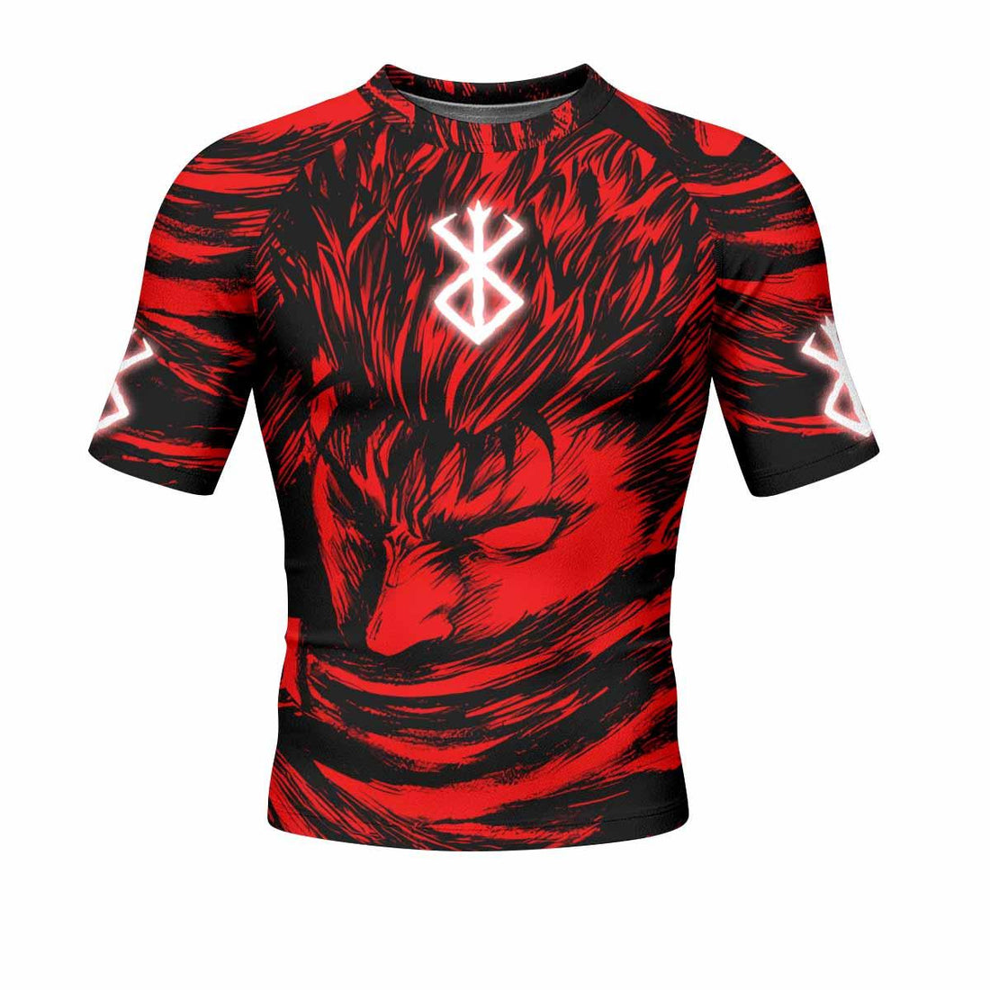 Berserk Guts Men's Rash Guard Short Sleeve - front and back view