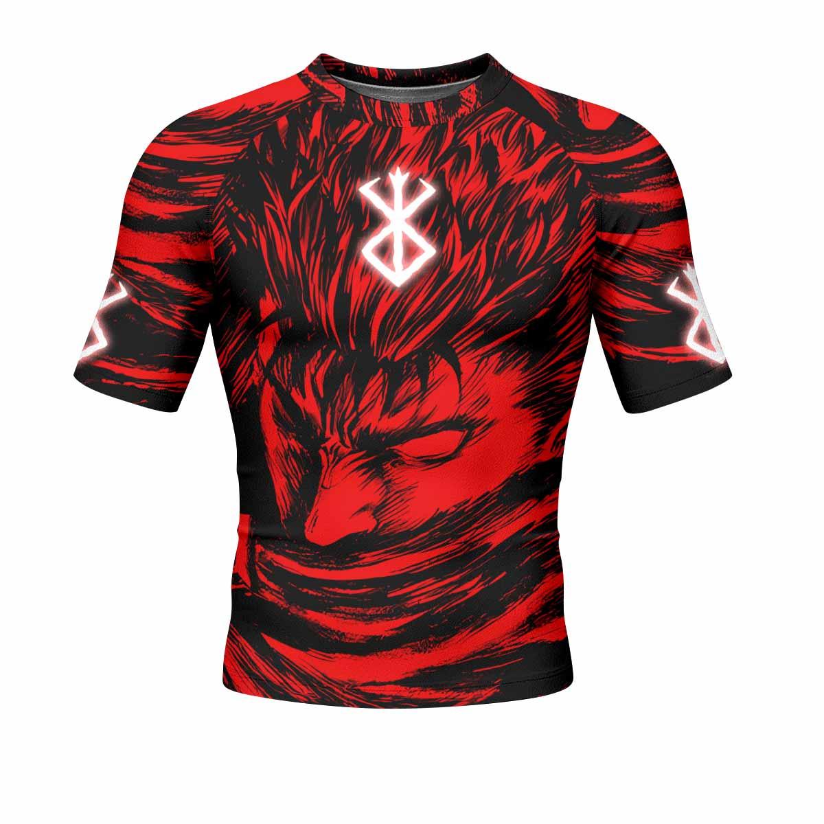 Berserk Guts Men's Rash Guard Short Sleeve - front view mockup