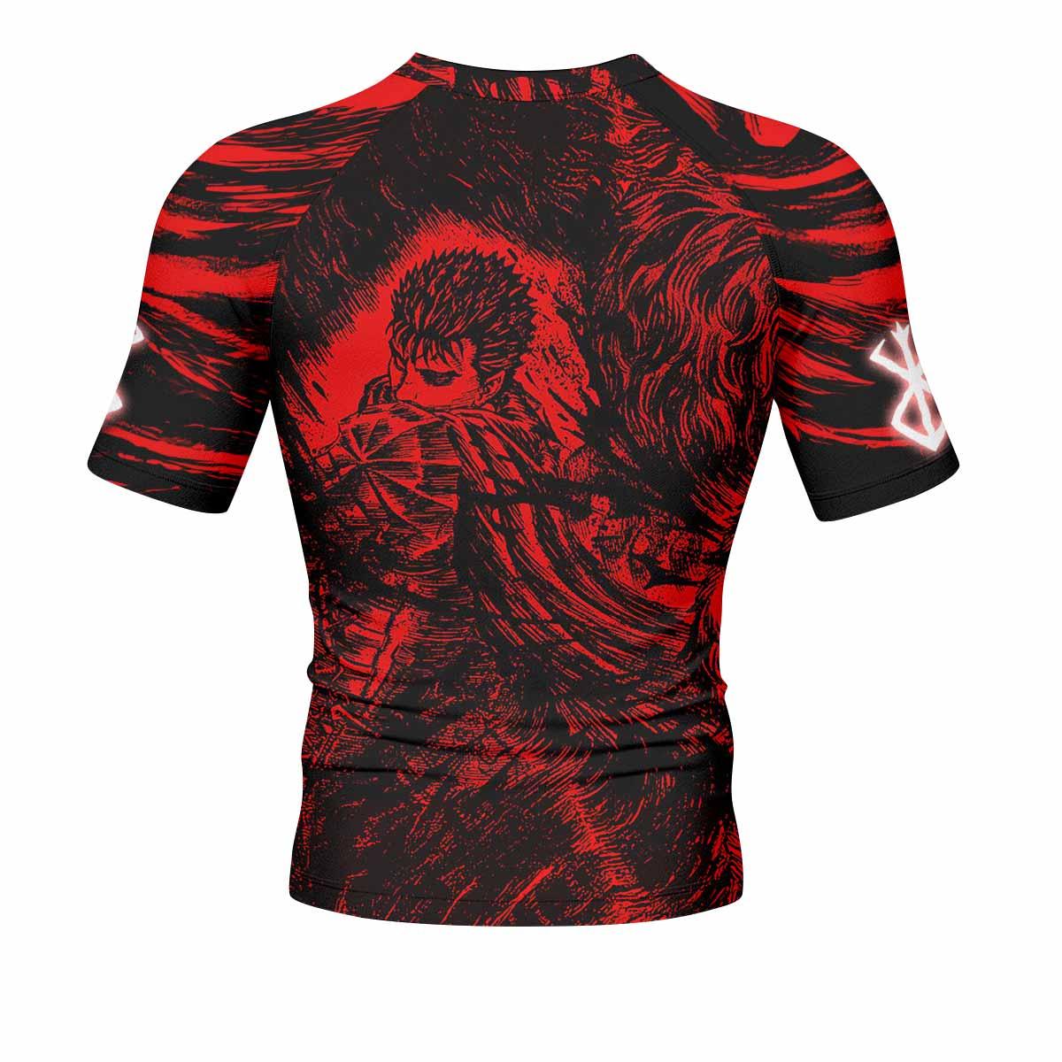 Berserk Guts Men's Rash Guard Short Sleeve - back view mockup