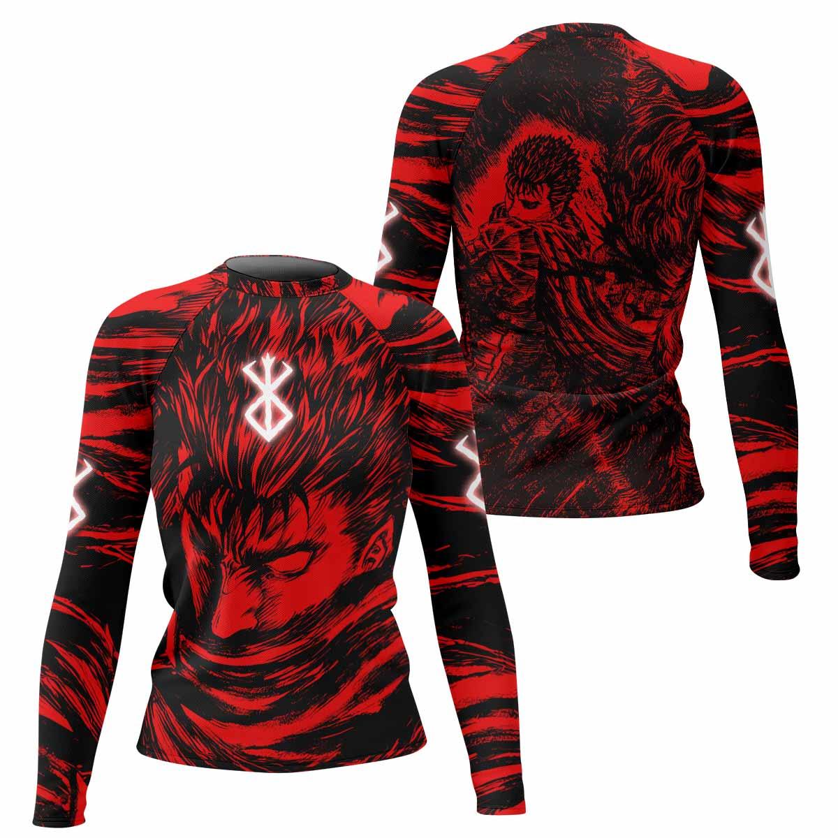 Berserk Guts Women's Rash Guard Long Sleeve - front and back view