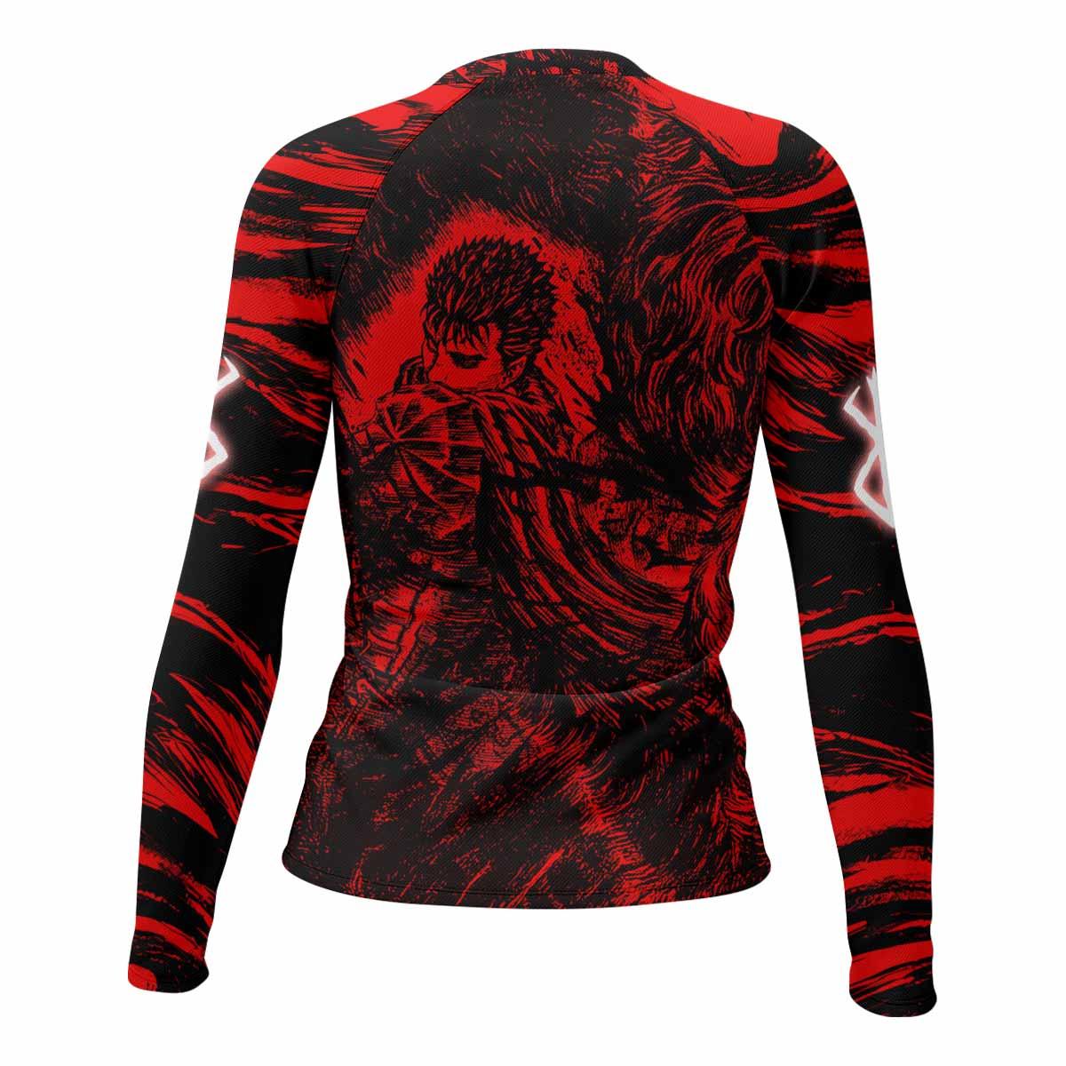 Berserk Guts Women's Rash Guard Long Sleeve - back view mockup