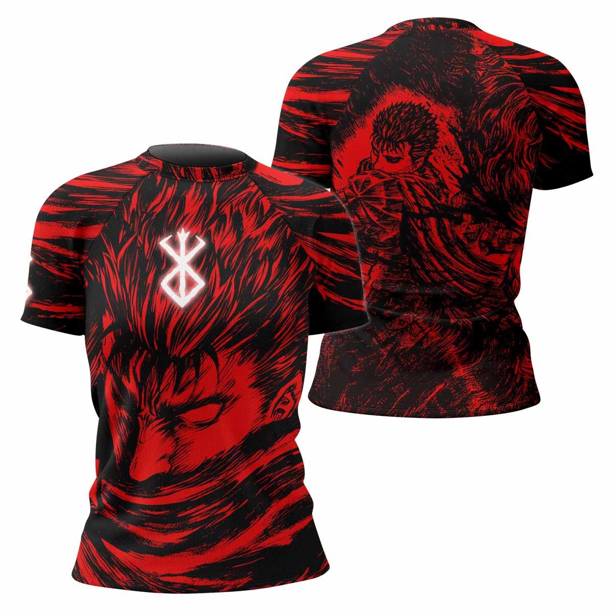 Berserk Guts Women's Rash Guard Short Sleeve - front and back view