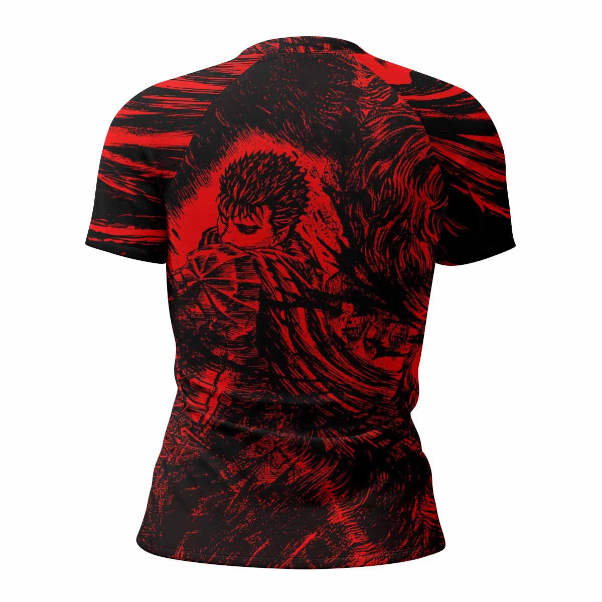 Berserk Guts Women's Rash Guard Short Sleeve - back view mockup