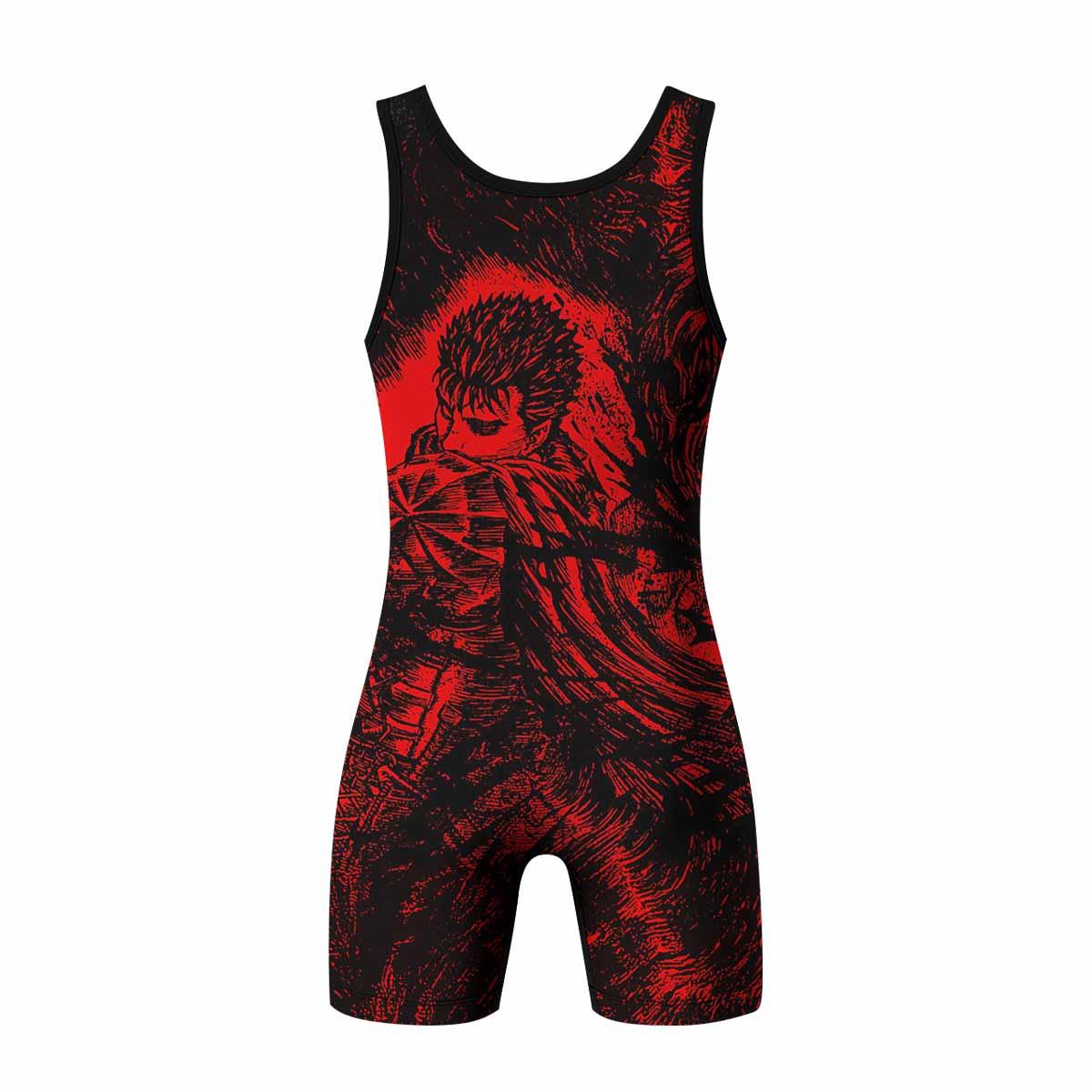 Berserk Guts Wrestling Singlet - back view mockup