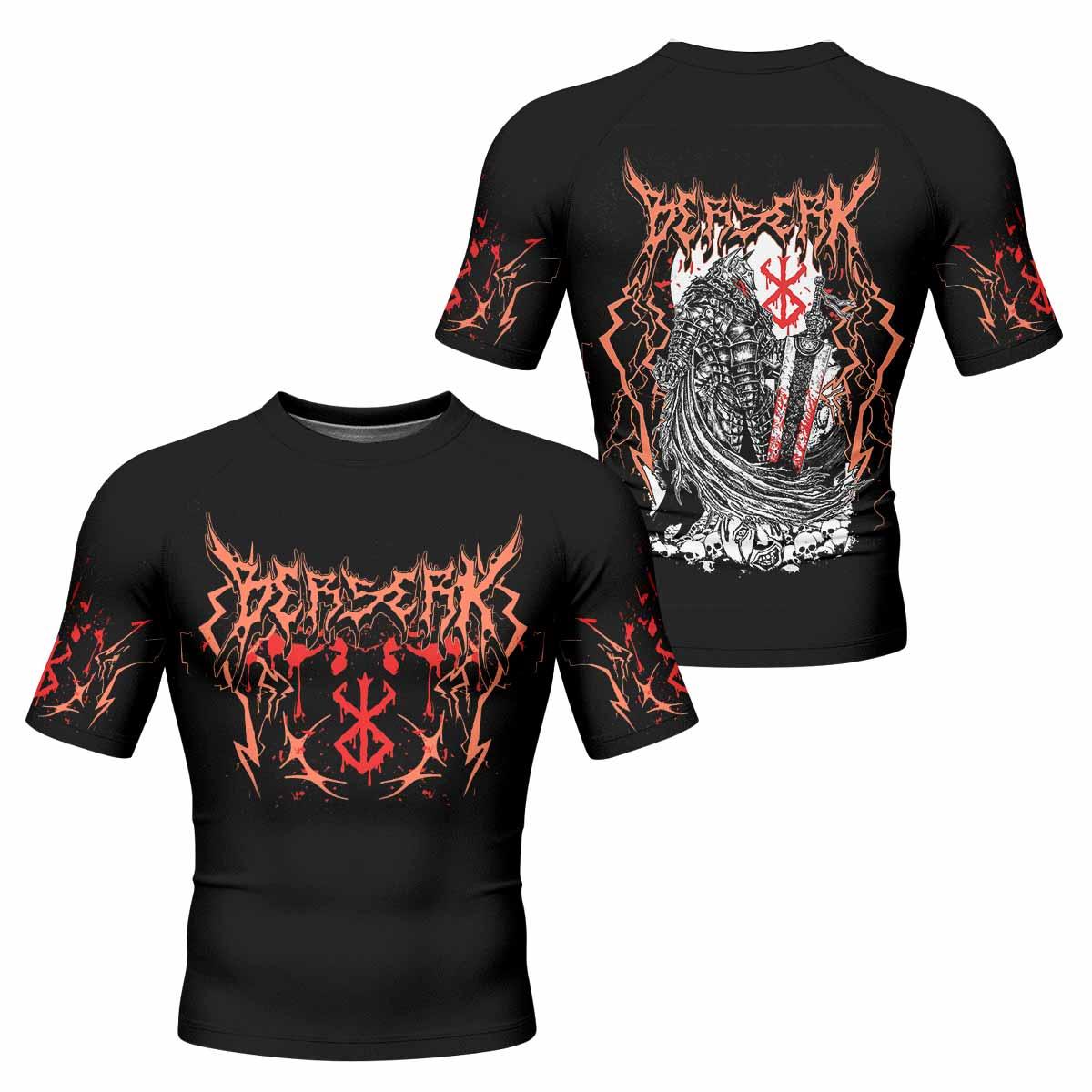 Berserker’s Oath Men's Rash Guard Short Sleeve - front and back view
