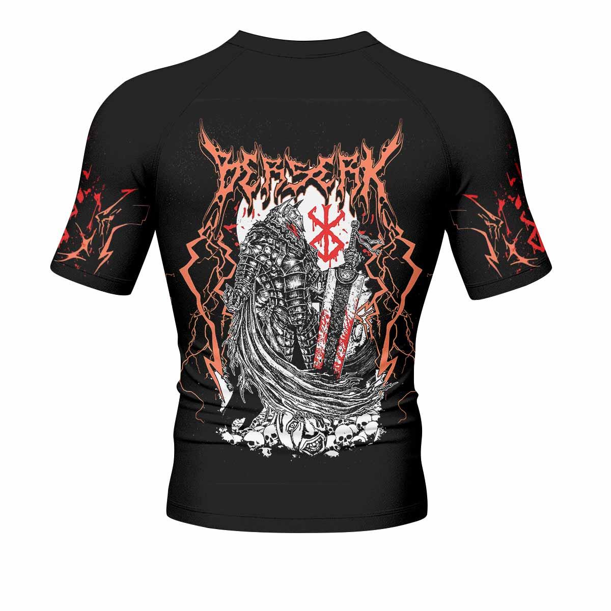 Berserker’s Oath Men's Rash Guard Short Sleeve - back view mockup