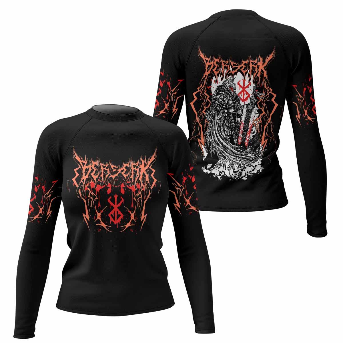 Berserker’s Oath Women's Rash Guard Long Sleeve - front and back view