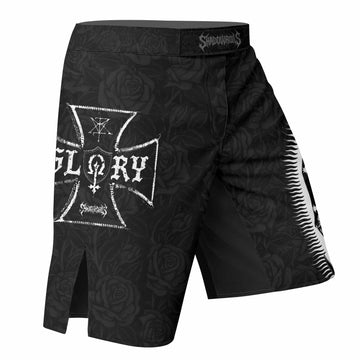 Black Rose Madonna Fight Shorts - right side mockup