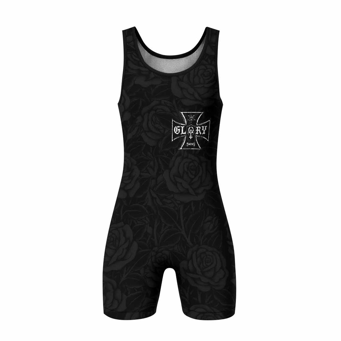 Black Rose Madonna Wrestling Singlet - front and back view