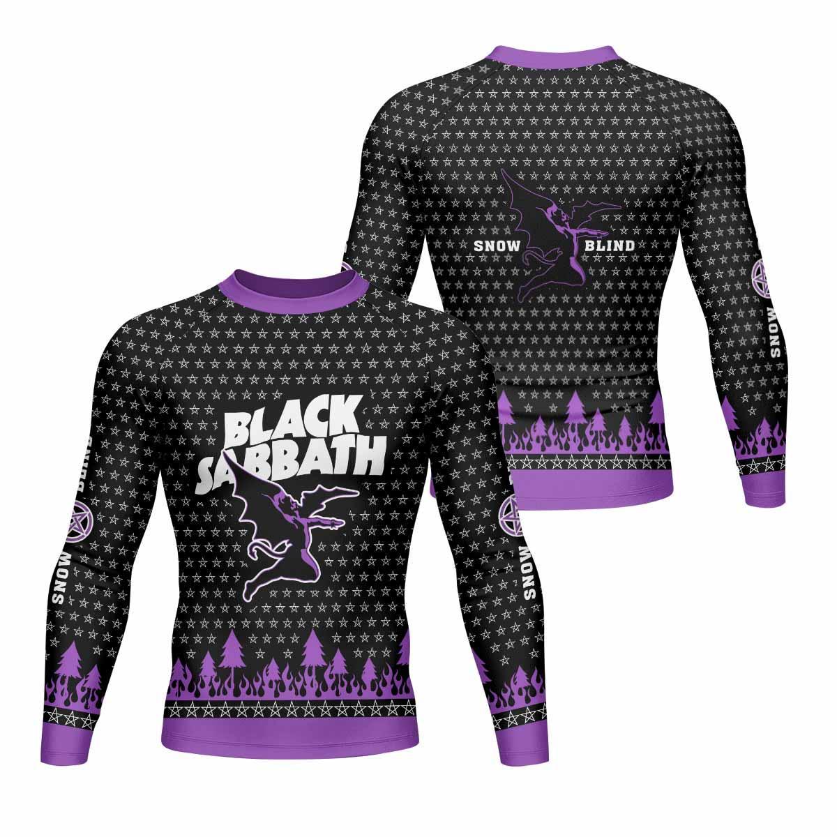 Black Sabbath Men's Rash Guard Long Sleeve - front and back view