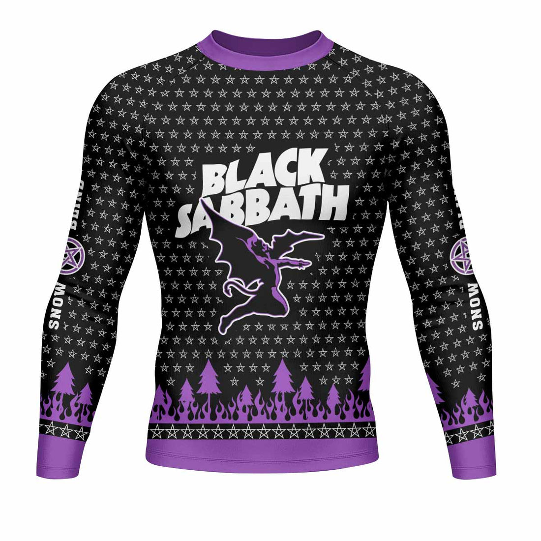 Black Sabbath Men's Rash Guard Long Sleeve - front and back view