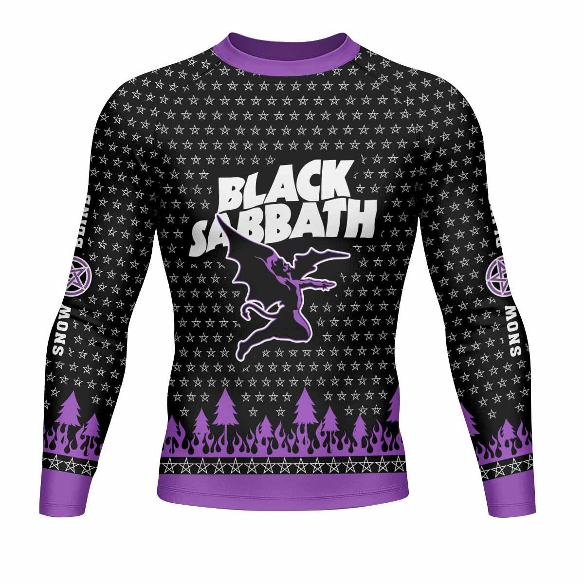 Black Sabbath Men's Rash Guard Long Sleeve - front view mockup