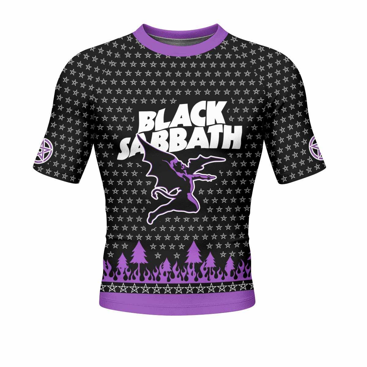 Black Sabbath Men's Rash Guard Short Sleeve - front view mockup