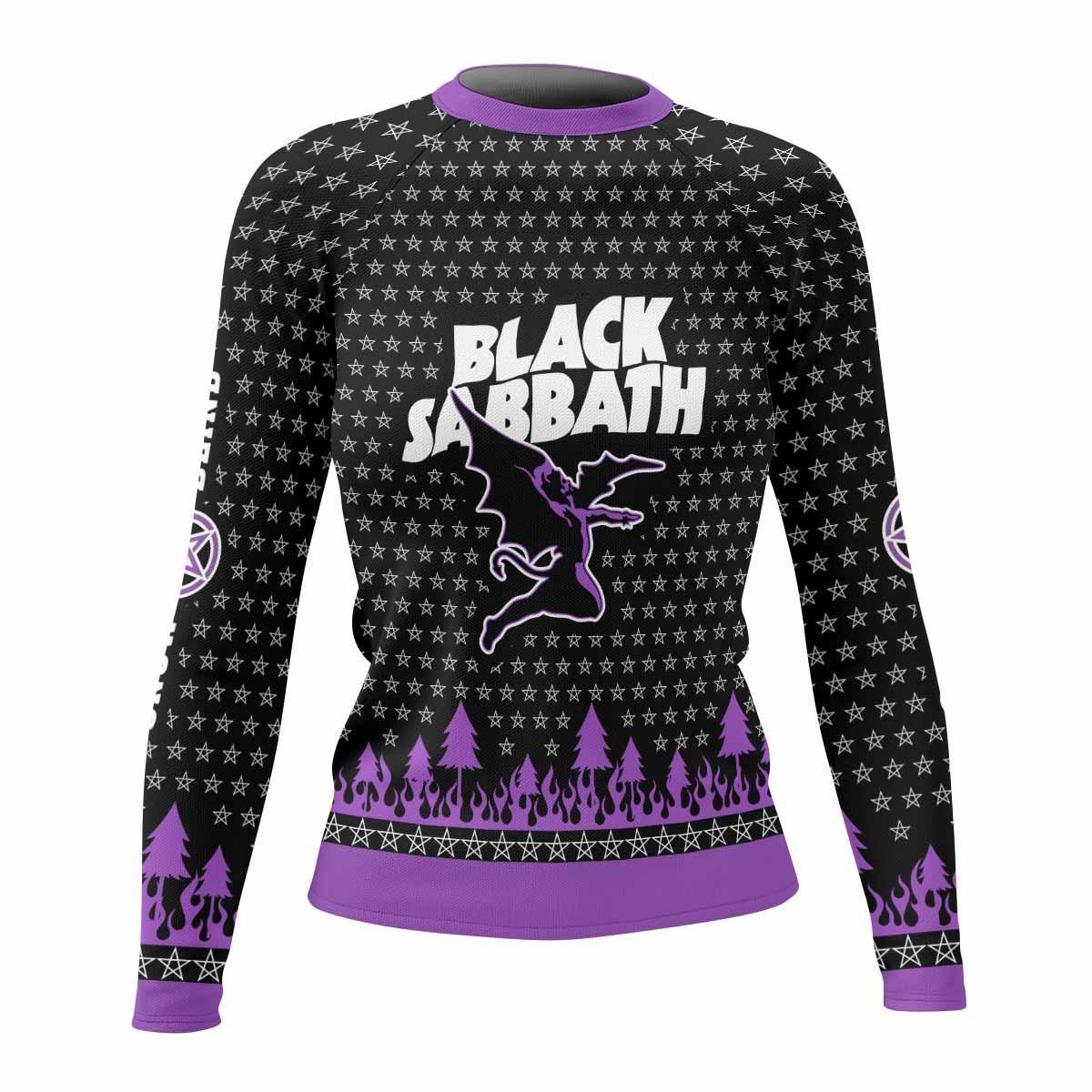 Black Sabbath Women's Rash Guard Long Sleeve - front view mockup