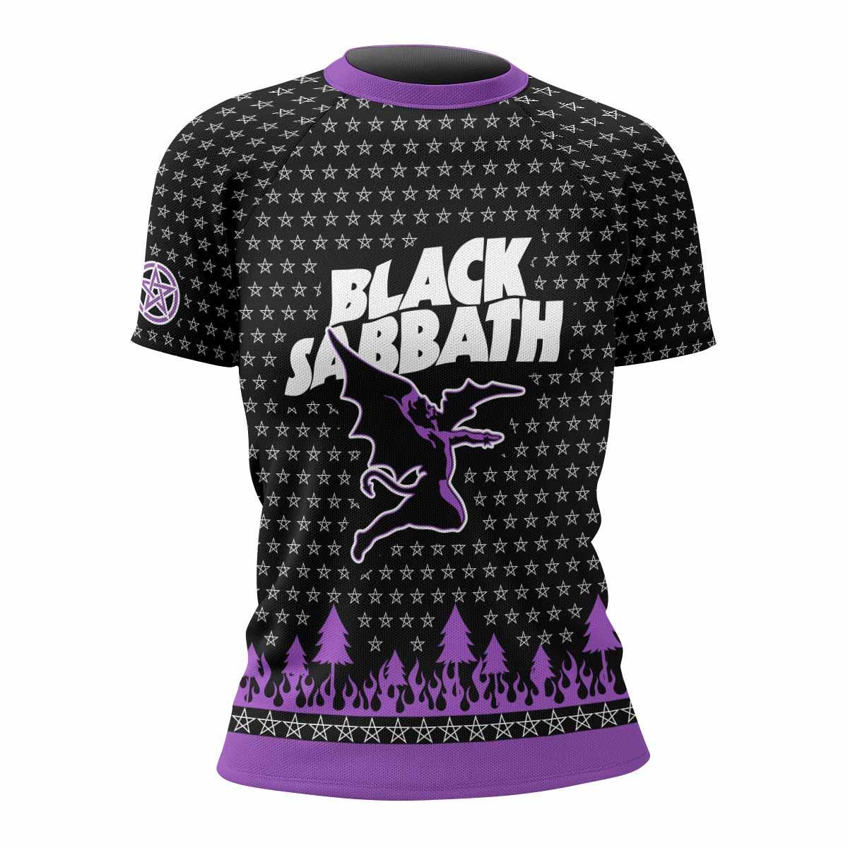 Black Sabbath Women's Rash Guard Short Sleeve - front view mockup