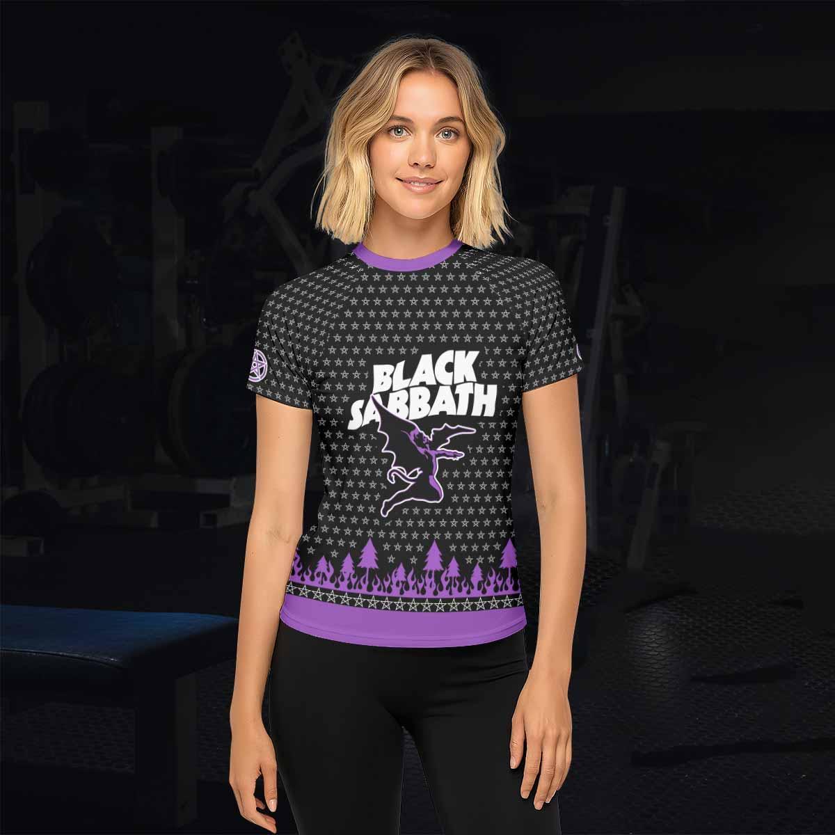 Black Sabbath Women's Rash Guard Short Sleeve - lifestyle view