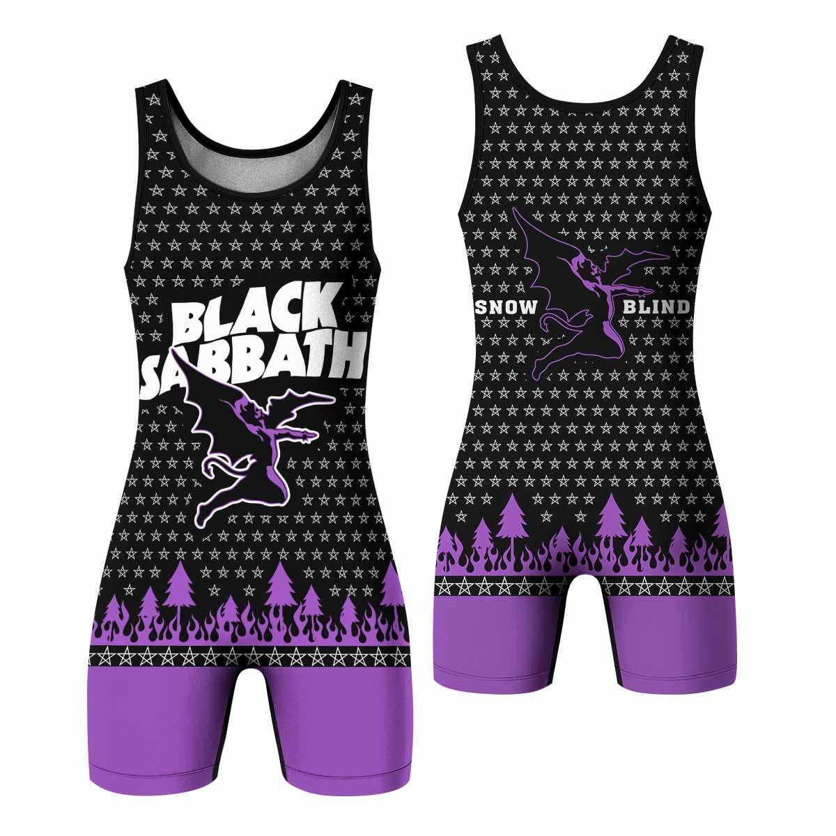 Black Sabbath Wrestling Singlet - front and back view
