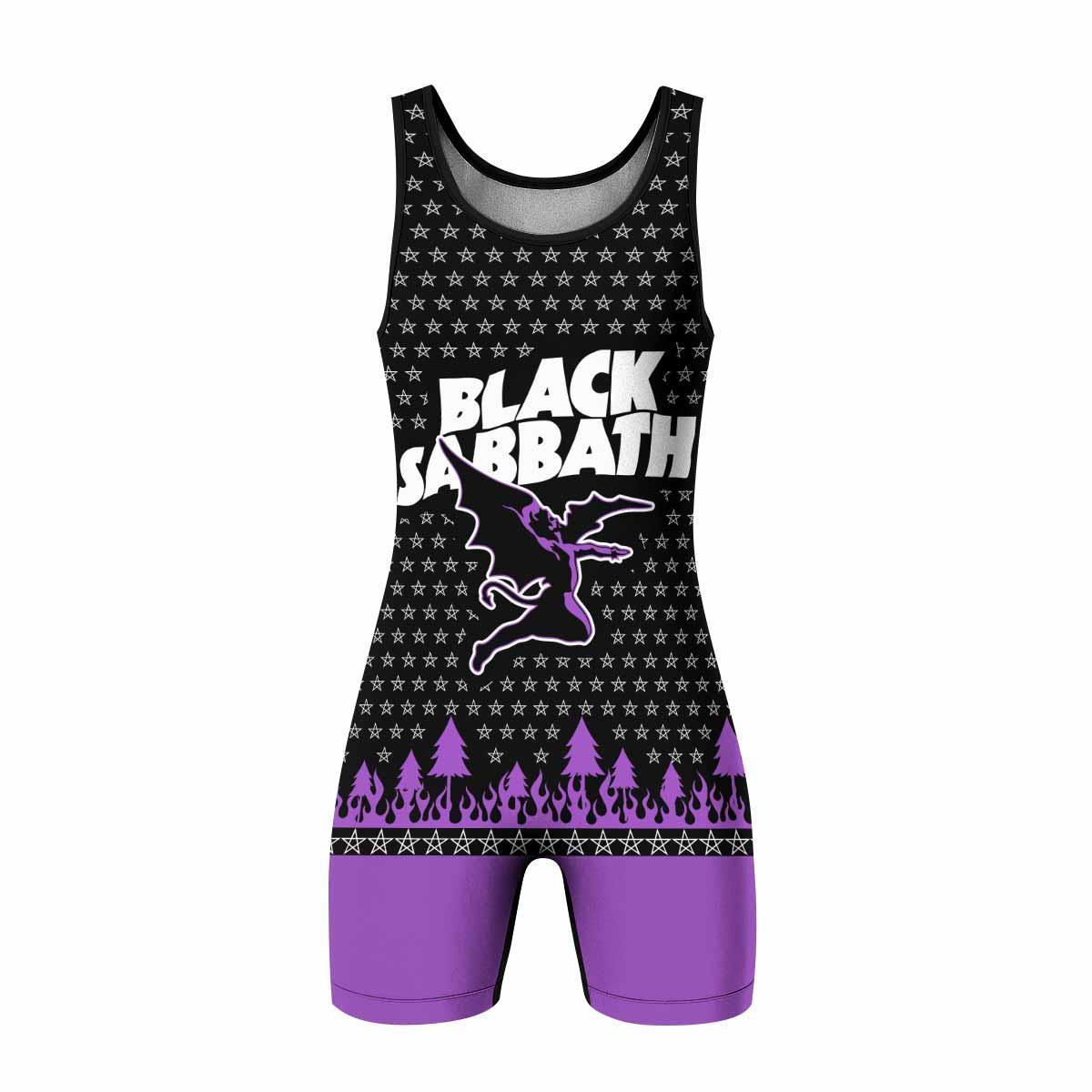 Black Sabbath Wrestling Singlet - front view mockup