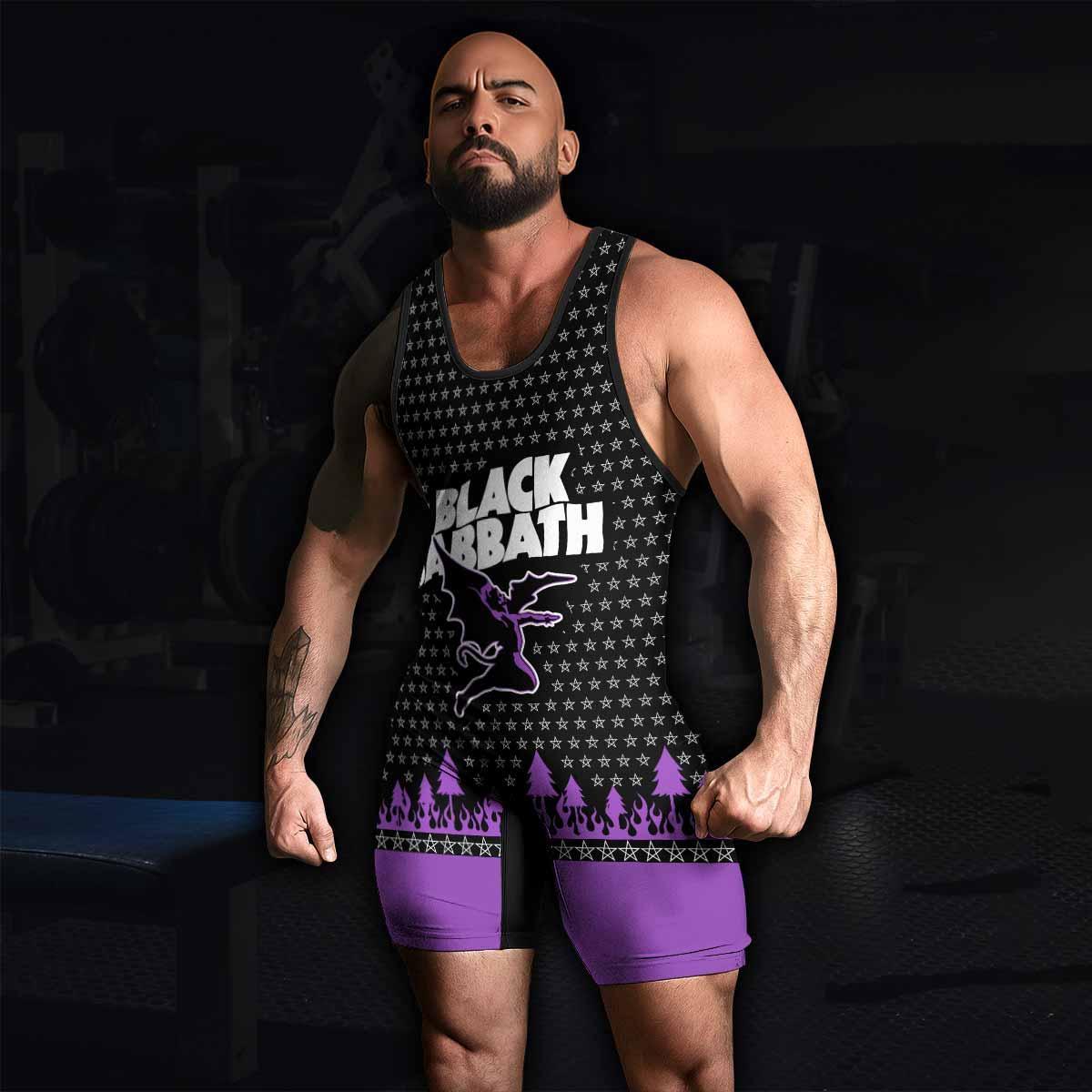 Black Sabbath Wrestling Singlet - men's lifestyle view