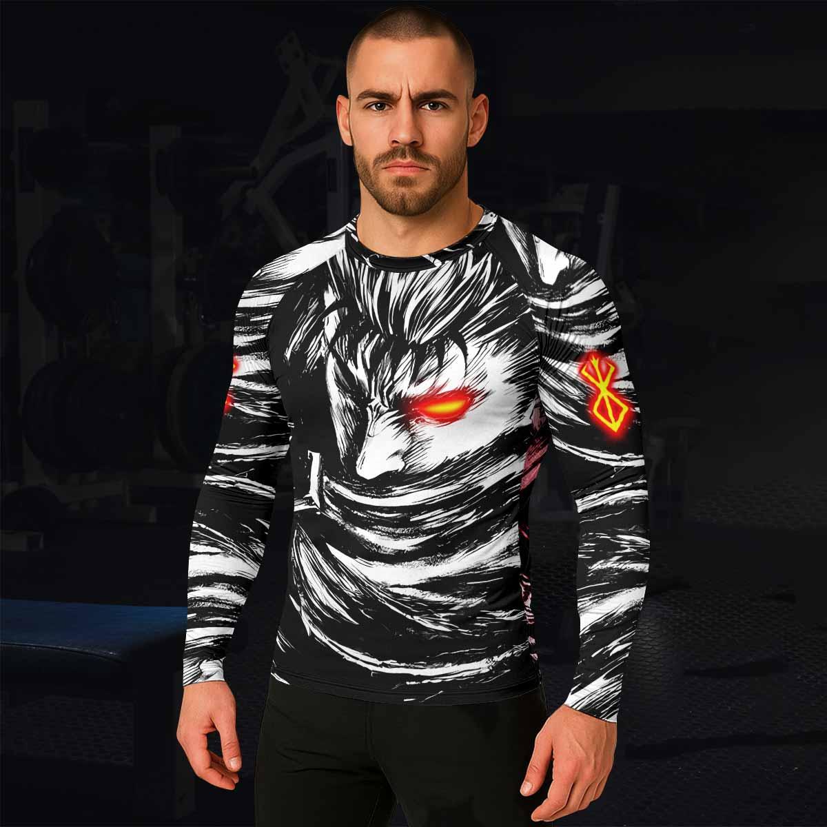 Black Swordsman Berserk Men's Rash Guard Long Sleeve - lifestyle view